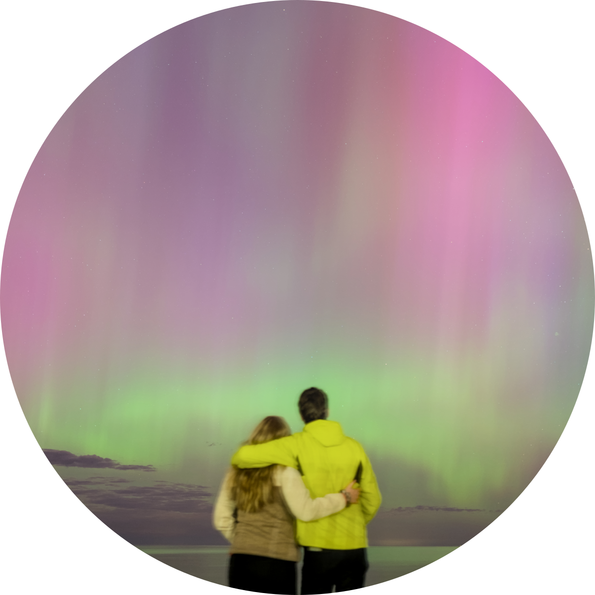 Under the northern lights.